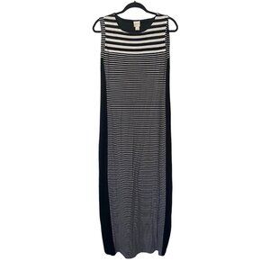 Chicos‎ Womens Long Maxi Dress Black and White Stripped Size 0 US Small 4 Casual